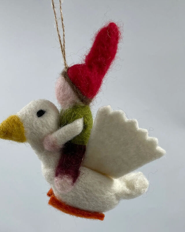 Handmade Felt Christmas Little Elf w DeerOrnament/Decoration