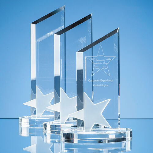 Optical Crystal Peak with Frosted Star Award - 30cm