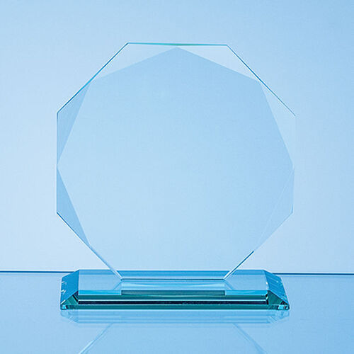 19cm x 19cm x 10mm Jade Glass Facetted Octagon Award
