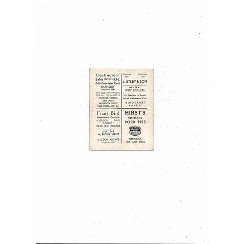 1962/63 Barnsley v Millwall Football Programme