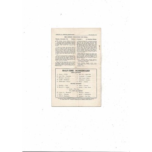 1953/54 Chelsea v Manchester United Football Programme