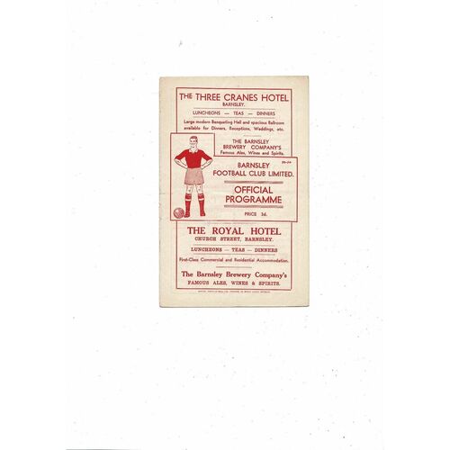 1953/54 Barnsley v Halifax Town Football Programme