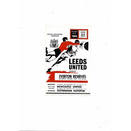 Leeds United v Everton Central League Football Programme 1970/71