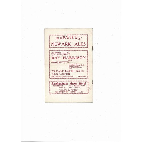 Doncaster Rovers v Spandauer Friendly Programme 1955/56