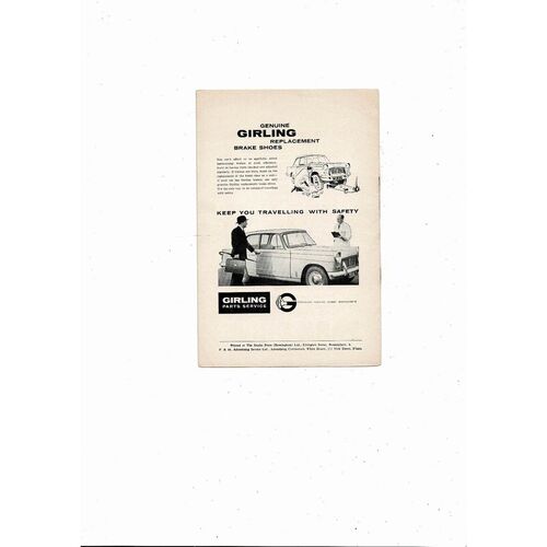 1961/62 Birmingham City v Aston Villa Football Programme