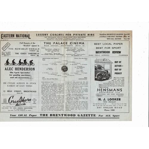 1963 Brentwood & Warley v Hornchurch Essex Elizabethan Trophy Semi Final