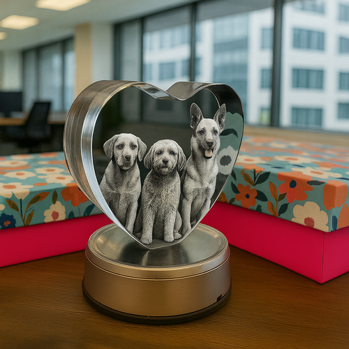 The Super Large 3D Tiree Colour heart Crystal