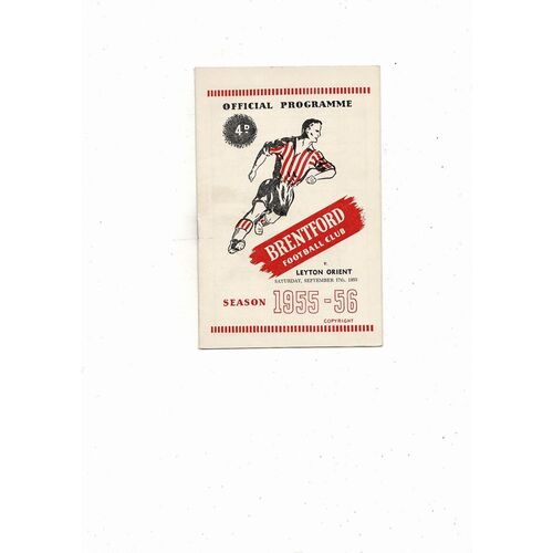 1955/56 Brentford v Leyton Orient Football Programme