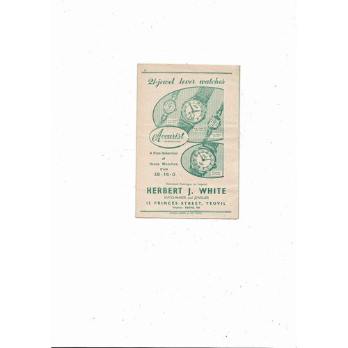 1957/58 Yeovil Town v Lovells Southern League Football Programme