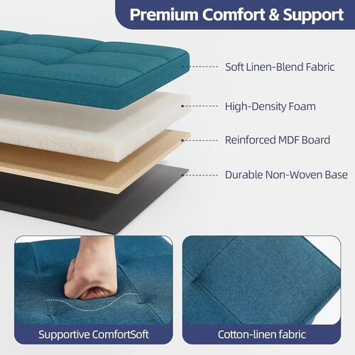 mcc direct Foldable Storage Ottoman, Small Footrest Cube, Storage Bench with Lid, 1 Storage Box for Bedroom & Living Room, 36 cm