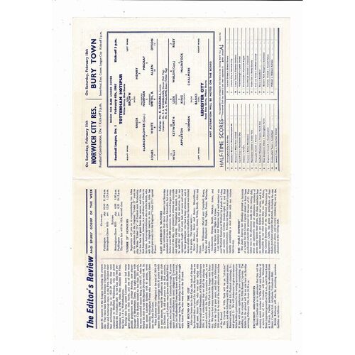 1960/61 Tottenham Hotspur v Leicester City FootballProgramme Spurs Double season