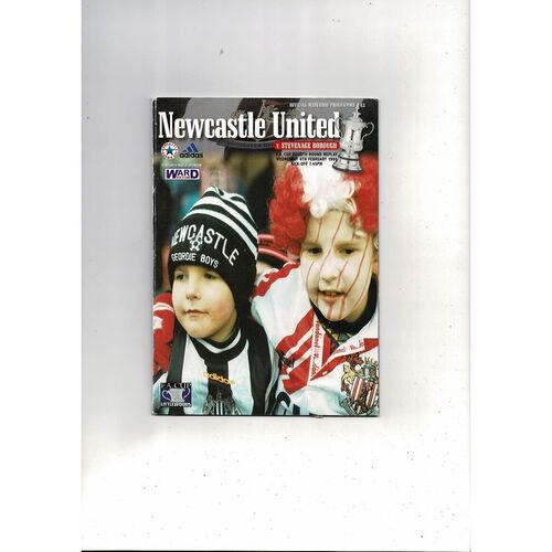 Newcastle United v Stevenage FA Cup Football Programme + Press Cuttings 1997/98