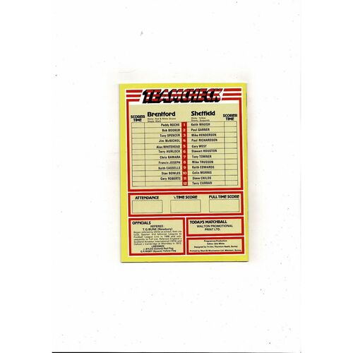 1982/83 Brentford v Sheffield United Football Programme