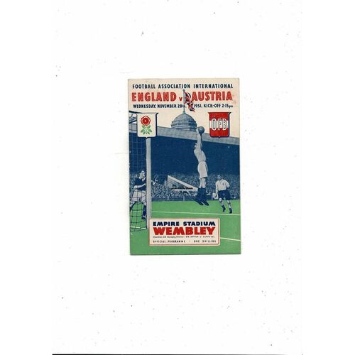 1951 England v Austria Football Programme