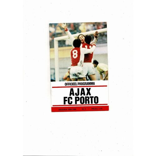 Ajax v Porto European Cup Football Programme 1985/86