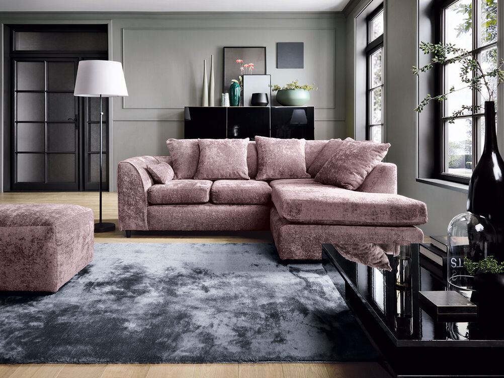 DYLAN CORNER SOFA IN PINK BLUSH CHENILLE