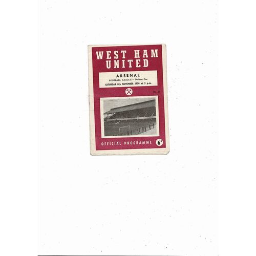 1958/59 West Ham United v Arsenal Football Programme