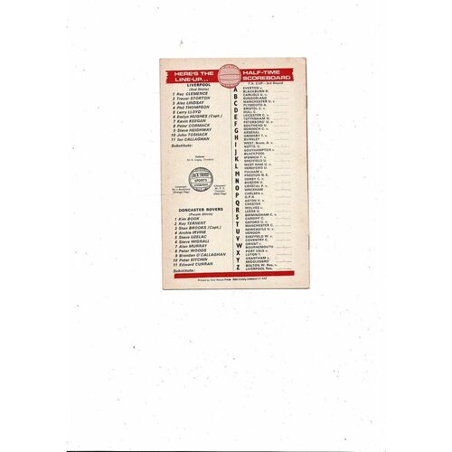 1973/74 Liverpool v Doncaster Rovers FA Cup Football Programme