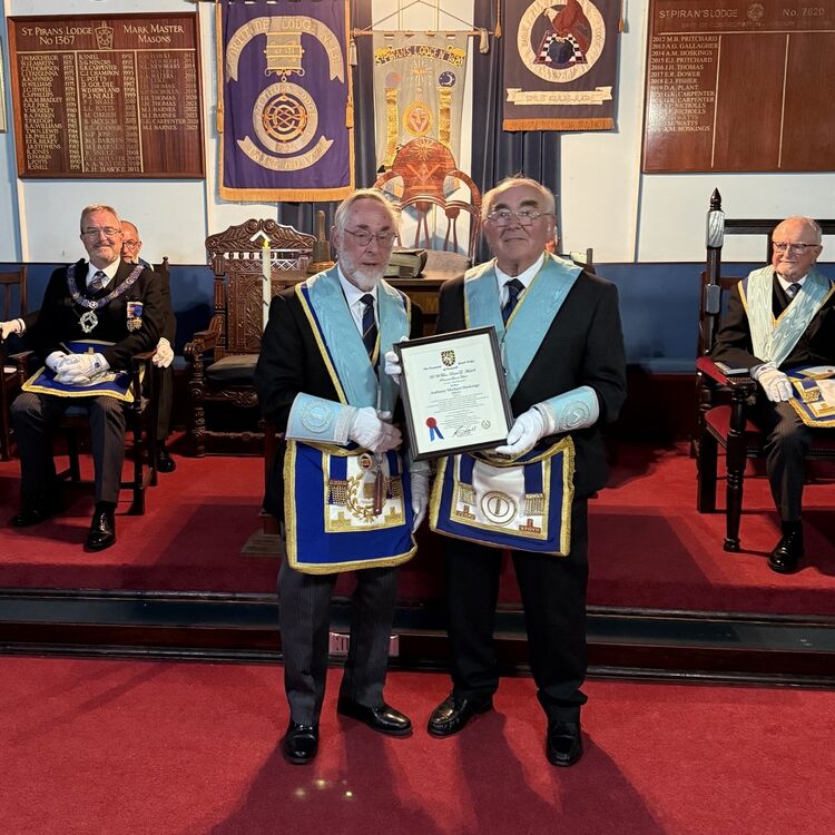 50 Years of Freemasonry for Tony Hoskings | Provincial Grand Lodge of Cornwall | How to become a Freemason in Cornwall | Freemasonry lodges near me Cornwall  | What is Freemasonry in Cornwall UK