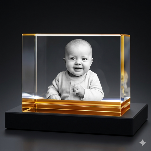 Super Colour Deluxe XXL Honey Amber 3D Crystal Photo Gift
