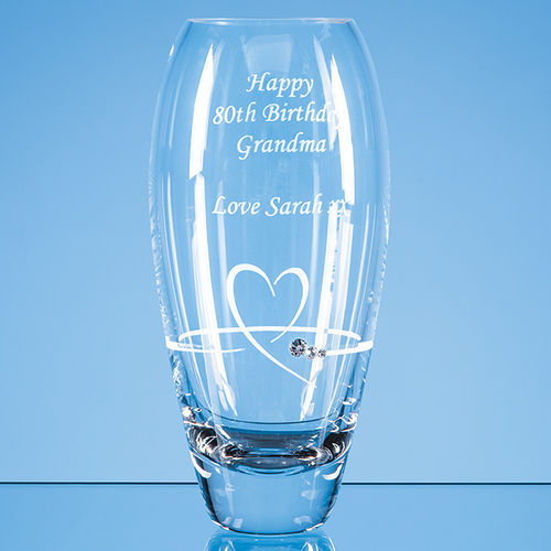 Diamante Petit Vase with Heart Design in an attractive gift box (18cm)