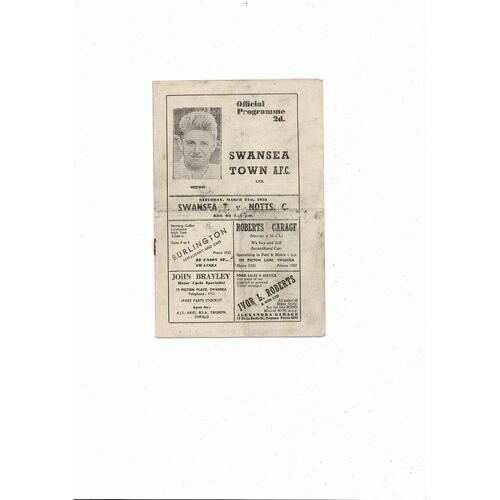 1952/53 Swansea v Notts County Football Programme
