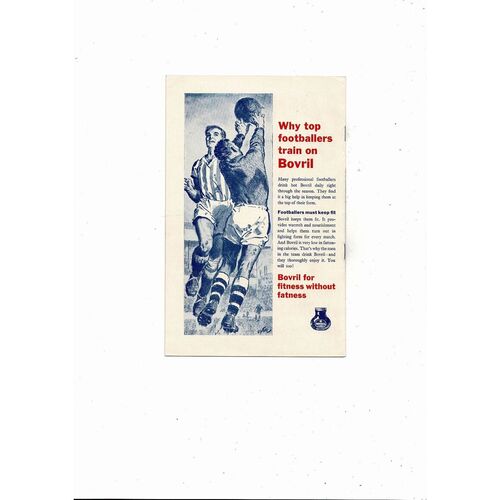 1962 England v Switzerland Football Programme