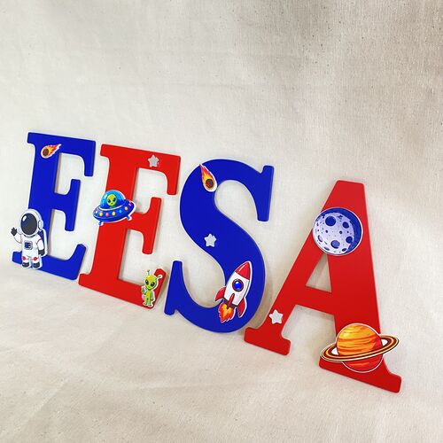 Personalised Space Theme Name Letters – Boys Bedroom Wall Decor