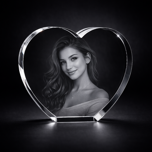 The Beautiful Tiree 9x8x4cm 3D Pure Crystal Heart