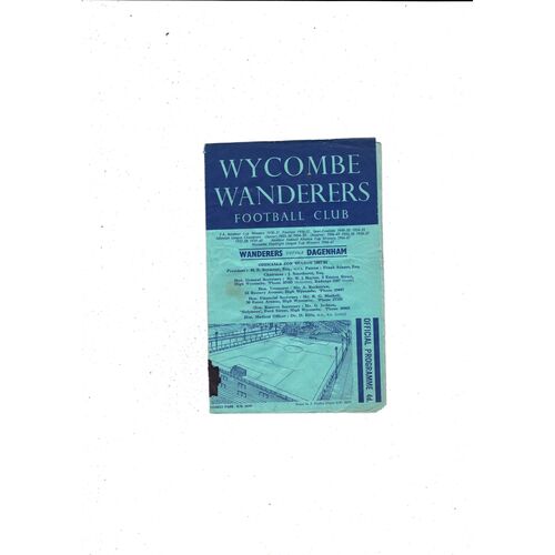 Wycombe Wanderers v Dagenham FA Cup Football Programme 1963/64