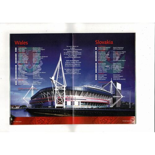 2006 Wales v Slovakia European Championship Football Programme