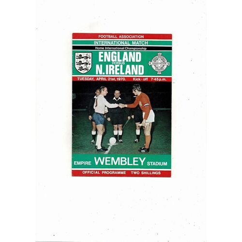 1970 England v Northern Ireland Football Programme