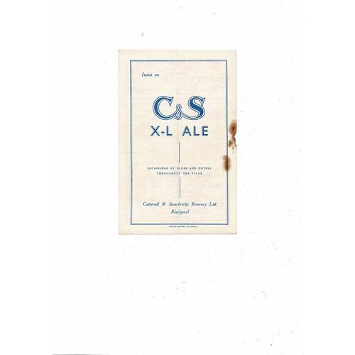 1959/60 Blackpool v Burnley Football Programme Burnley Championship Season