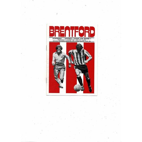 1974/75 Brentford v Aldershot League Cup Football Programme