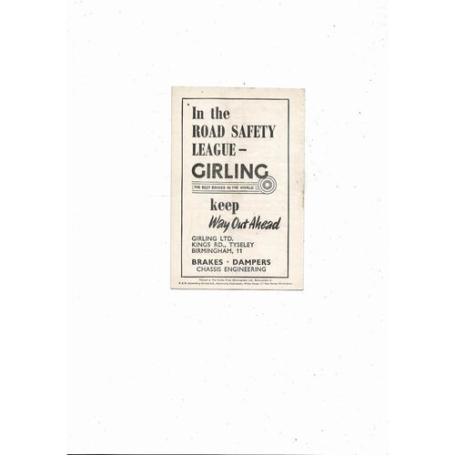 1955/56 Birmingham City v West Bromwich Aalbion Football Programme