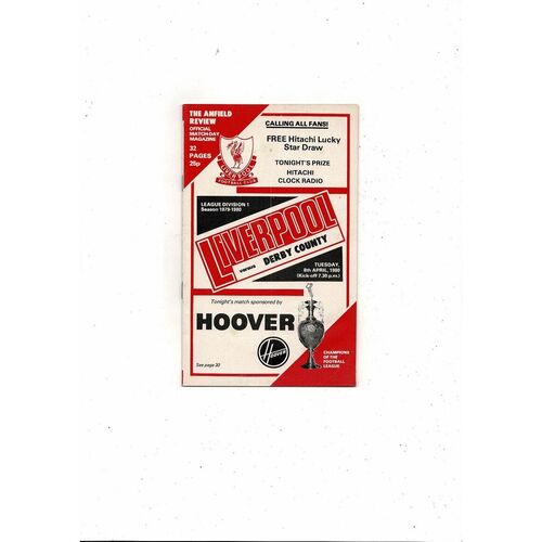 1979/80 Liverpool v Derby County Football Programme