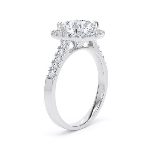 Cushion cut halo with claw settings