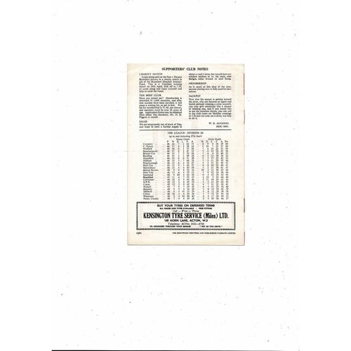 1963/64 Brentford v Hull City Football Programme