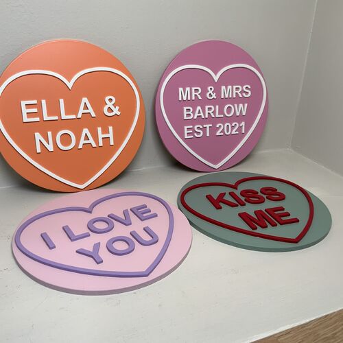 Personalised Sweetheart Heart Plaque – Custom Message, Two Colours