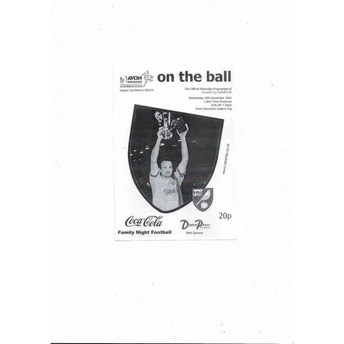 Norwich City v Luton Town Football Combination Programme 2001/02