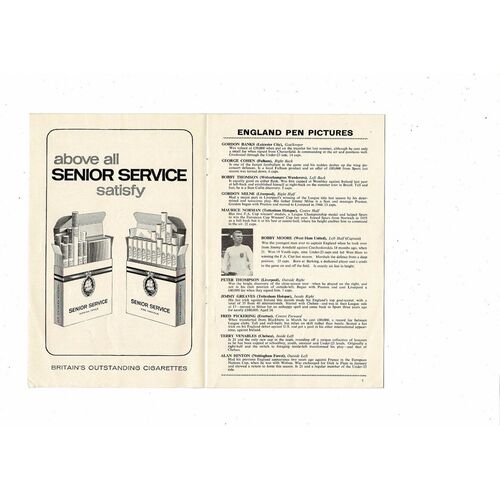 1964 England v Belgium Football Programme