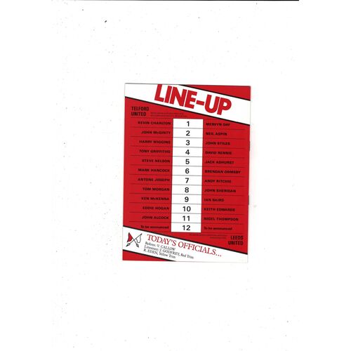 Telford United v Leeds United FA Cup Football Programme 1986/87 @ WBA