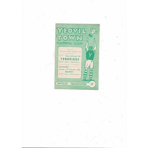 1956/57 Yeovil Town v Tonbridge Southern League Football Programme