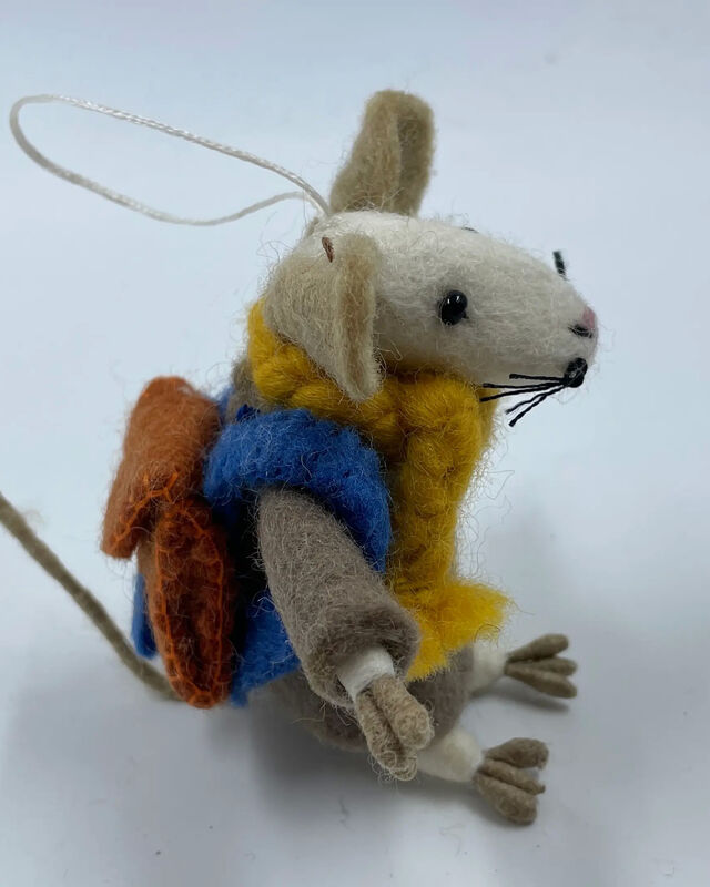 Felt Mouse with Brown Backpack Decoration/Ornaments  