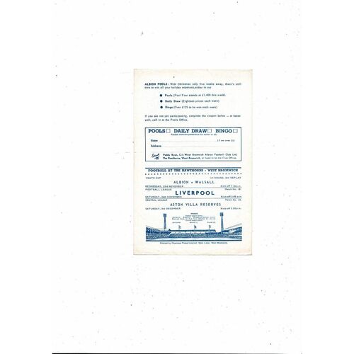 West Bromwich Albion v Manchester City Central League Football Programme 1966/67