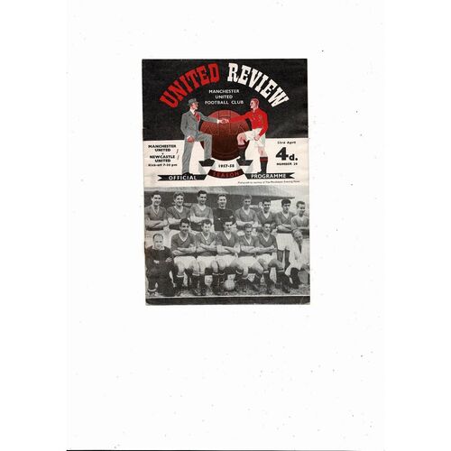 1957/58 Manchester United v Newcastle United Football Programme
