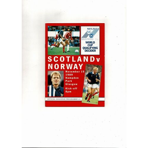 1989 Scotland v Norway Football Programme