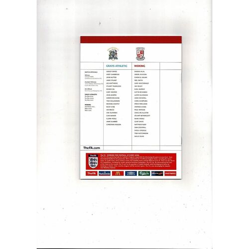 2006 Grays Athletic v Woking FA Trophy Final Football Programme @ West Ham United