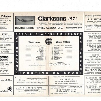 Wrexham v Wigan Athletic FA Cup Football Programme 1971/72