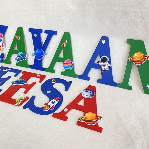 Personalised Space Theme Name Letters – Boys Bedroom Wall Decor